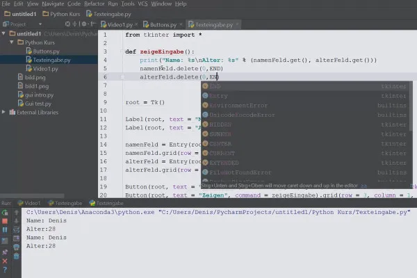Yeni başlayanlar için Python programlama - 61 giriş alanı ile Entry