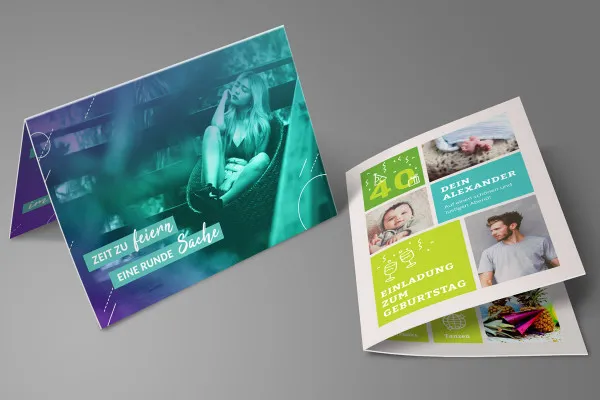 Template Photoshop untuk dua flyer lipat paralel ukuran A6 dalam format potrait dan lanscape
