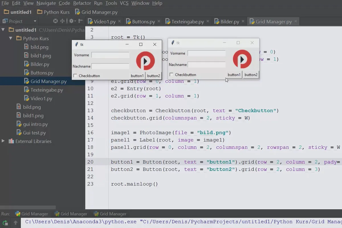 Python programlama dili başlangıç için - Tkinter Grid Düzen Yöneticisi'nin 63'ü
