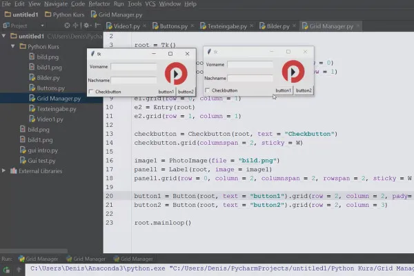 Python programlama dili başlangıç için - Tkinter Grid Düzen Yöneticisi'nin 63'ü