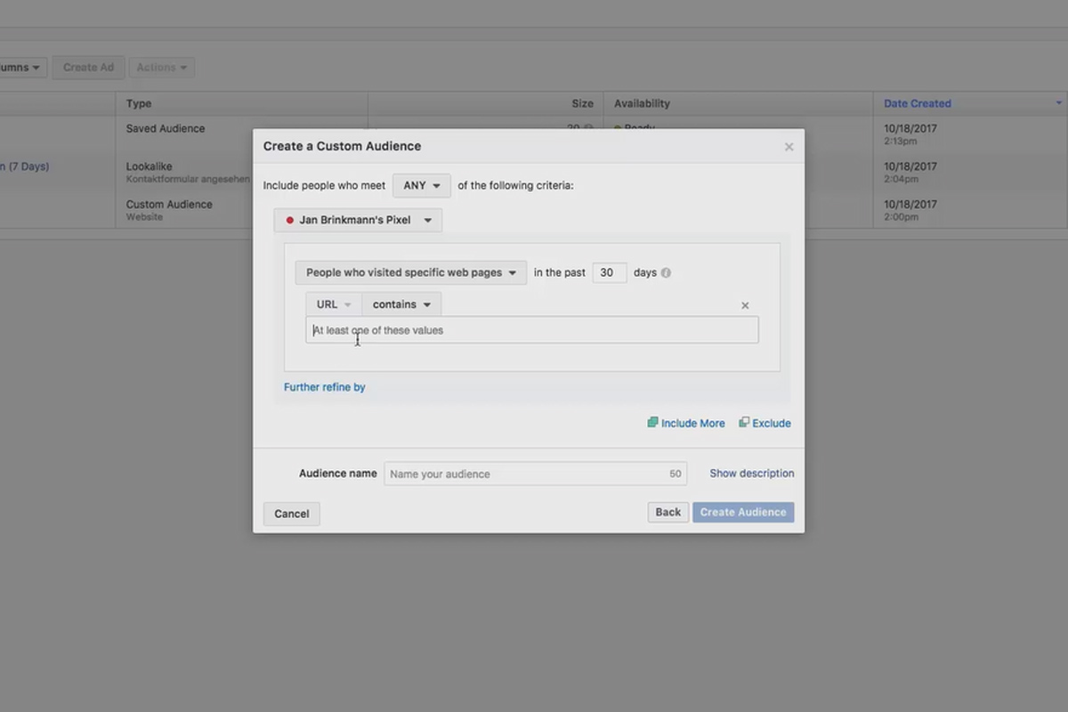 Acquisition de clients via Facebook et Google AdWords : créer des audiences personnalisées 7.4