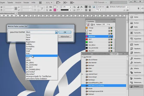 Tipps & Tricks zu Adobe InDesign: Verwendete Farbe im Dokument schnell finden