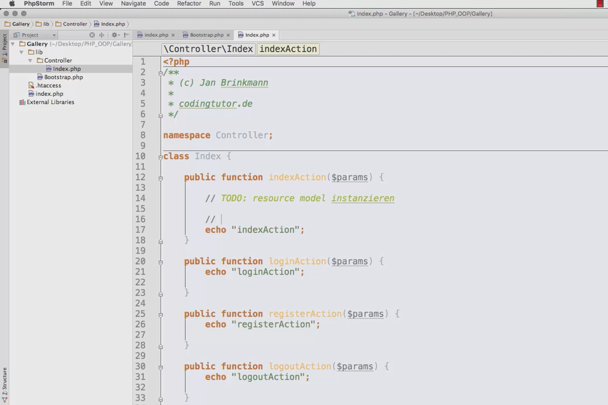 Programación web orientada a objetos con PHP - 9.06 El primer controlador y una acción