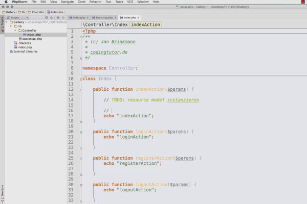 Objektorienteret webprogrammering med PHP - 9.06 Den første controller og en handling