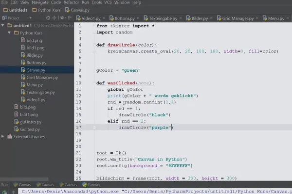 Python programlama için başlangıç ​​seviyesi - GUI ve Canvas üzerine 66 alıştırma.