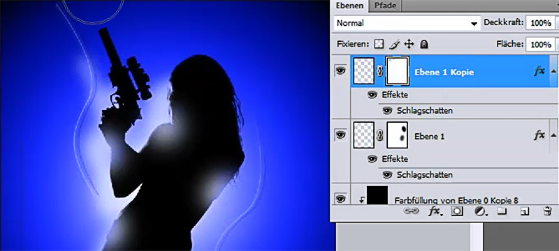 Silhouette de mauvaise fille - Effet de projecteur en plein faisceau