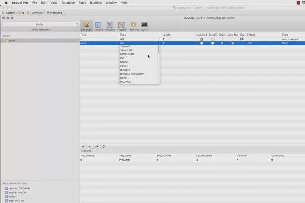 Objektorientert webprogrammering med PHP - Forberede 9.07-databasestruktur.