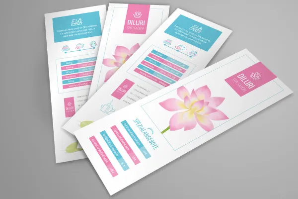 Template mockup Photoshop untuk flyer setengah halaman ukuran DIN A4 2 sisi - varian 3