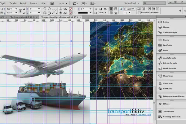 Kurti išdėstymo tinklelį naudojant „InDesign“.