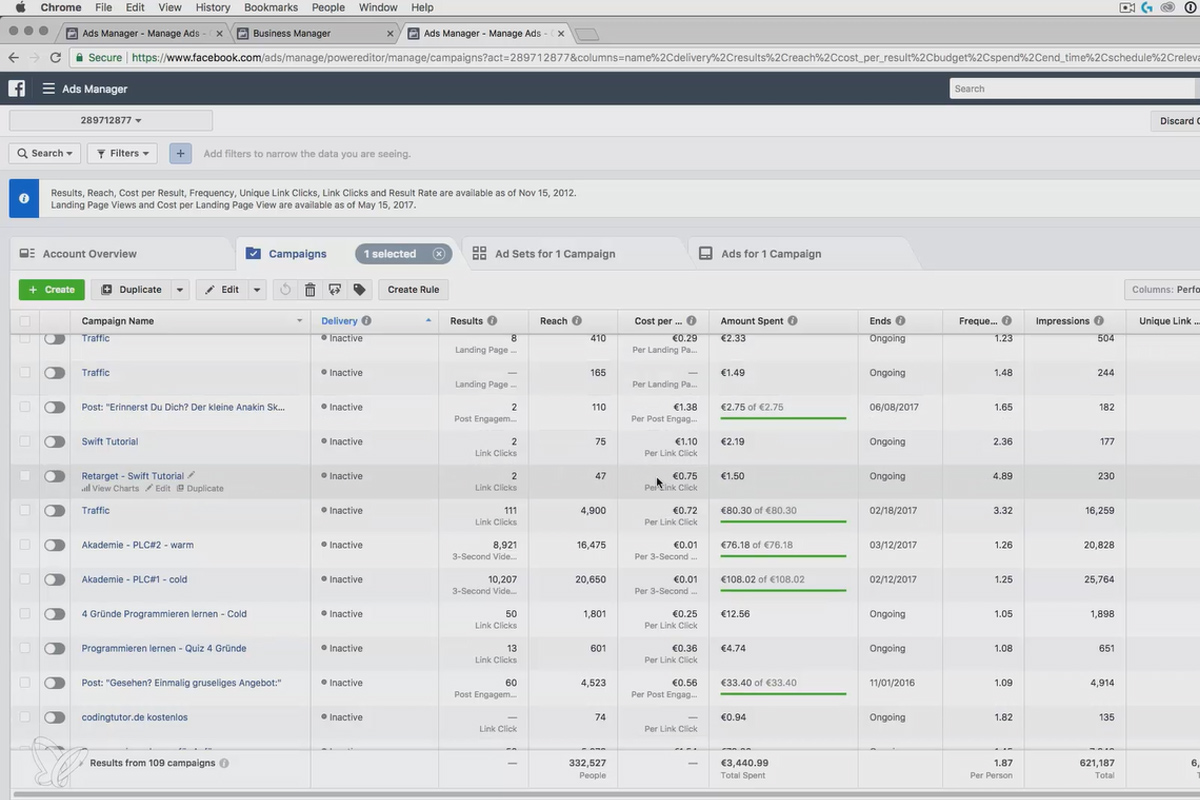 Acquisition de clients via Facebook et Google AdWords : 7.10 Analyser et évaluer les données