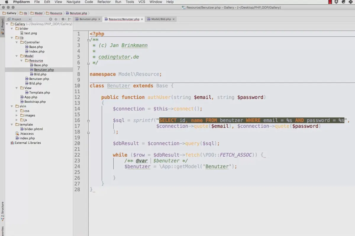 Objektorientert nettprogrammering med PHP - 9.13 Opprett modell for bruker