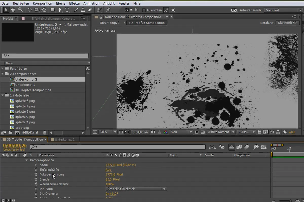 After Effects für Einsteiger: 3D-Tropfen-Komposition mit Strokes