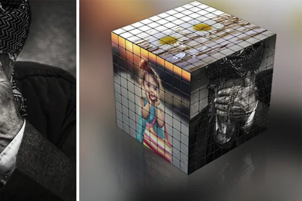 Photoshop-Aktion: Rubiks Cube mit 100 Teilen pro Fläche