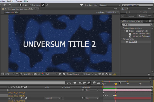 After Effects für Einsteiger: Universum-Titel