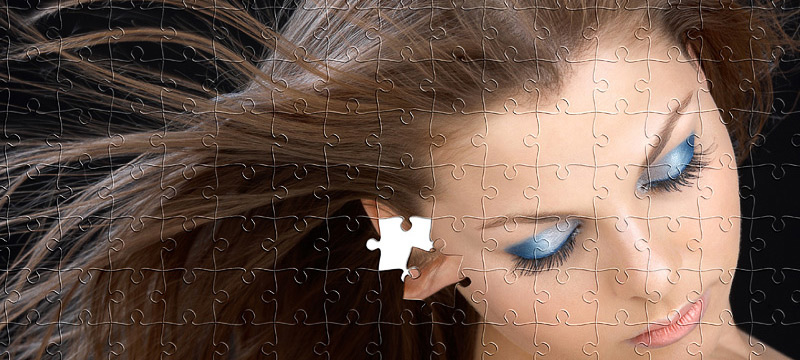 Puzzle à partir d'une photo avec des pièces de puzzle retirées, décliné en deux variantes