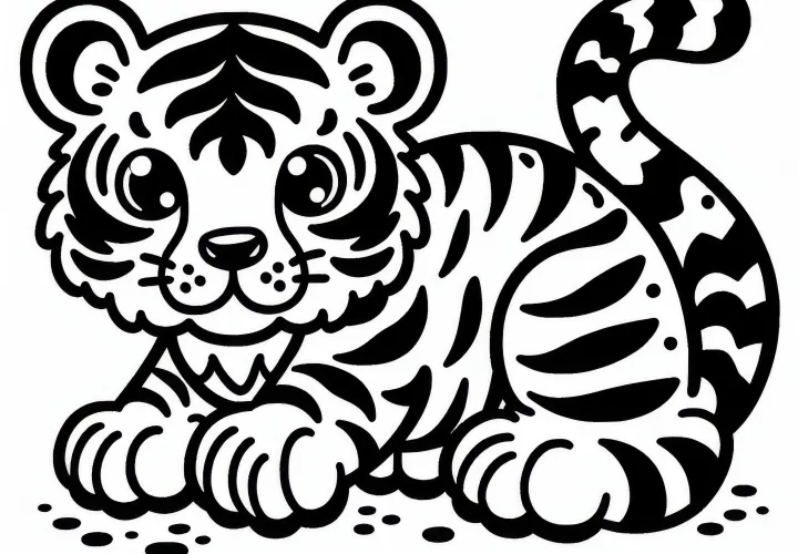 Тигр раскраска для скачивания (Бесплатно)