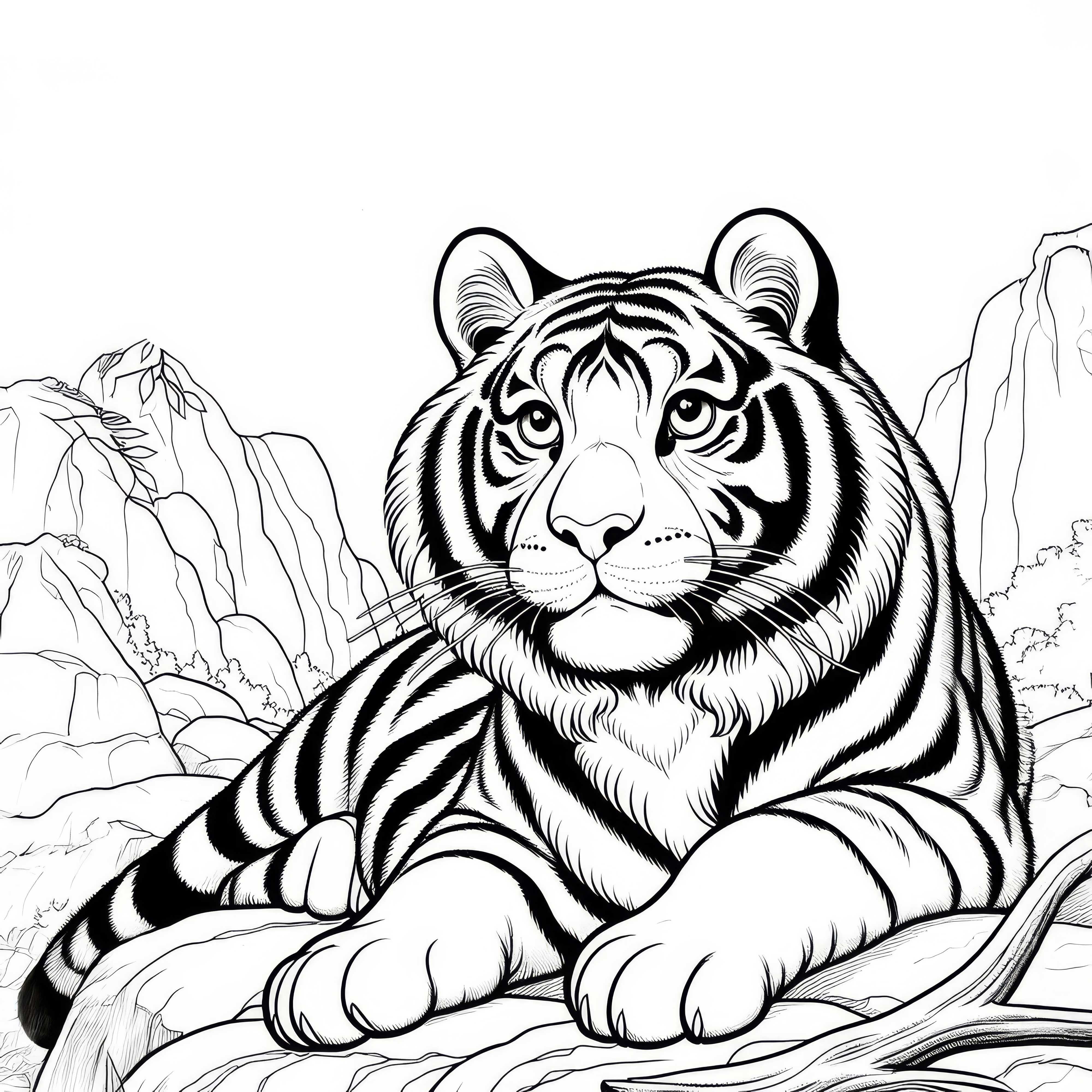 Tigre en la roca: Plantilla para descargar (Gratis)