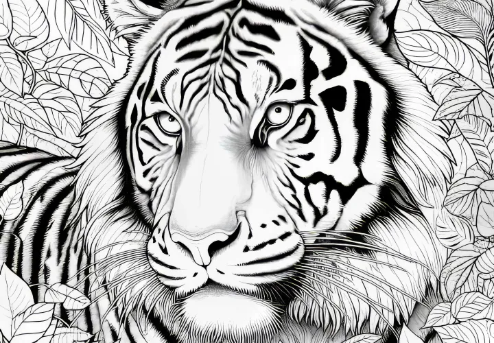Детализированная раскраска тигра: Бесплатно для скачивания