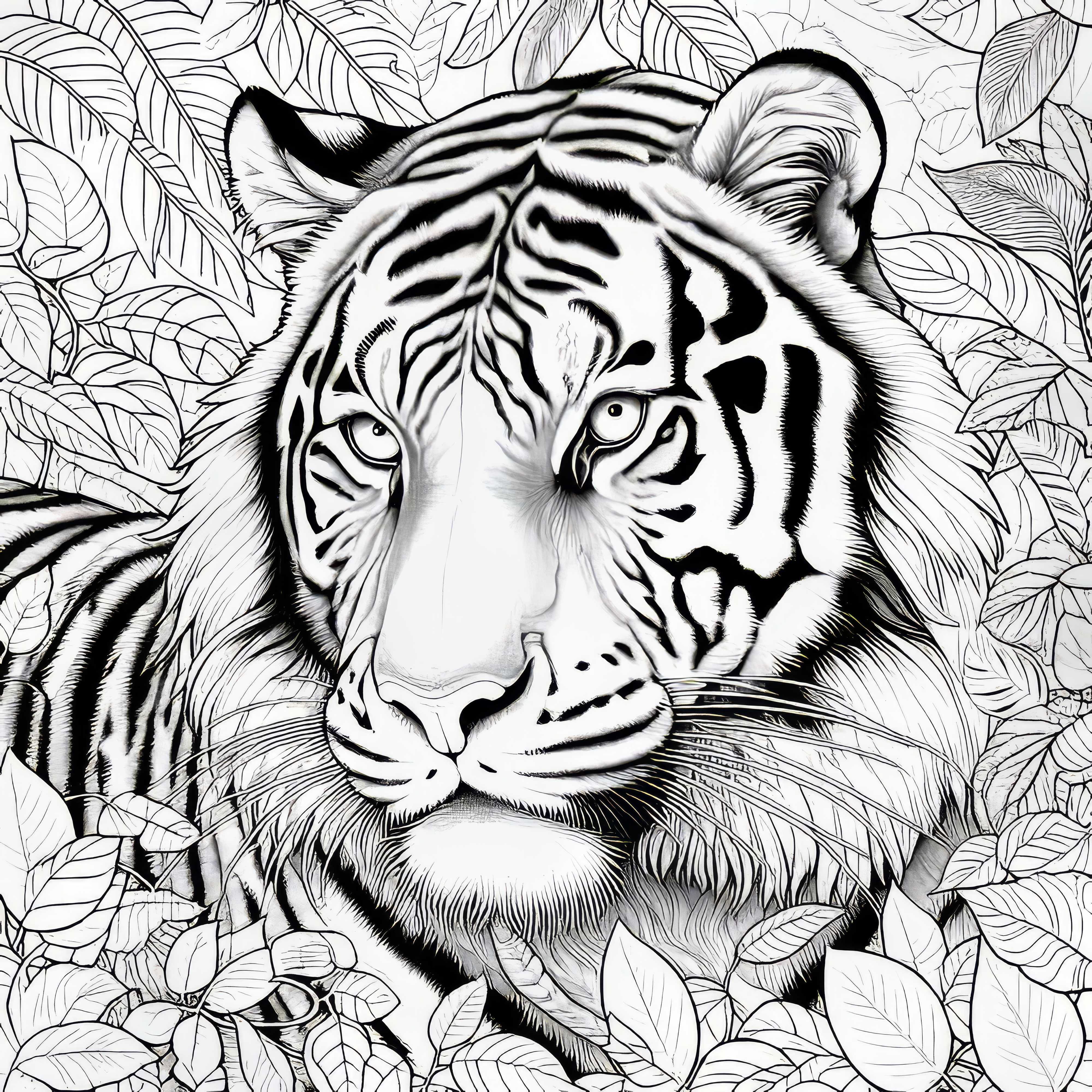 Imagen para colorear detallada de un tigre: Descarga gratuita