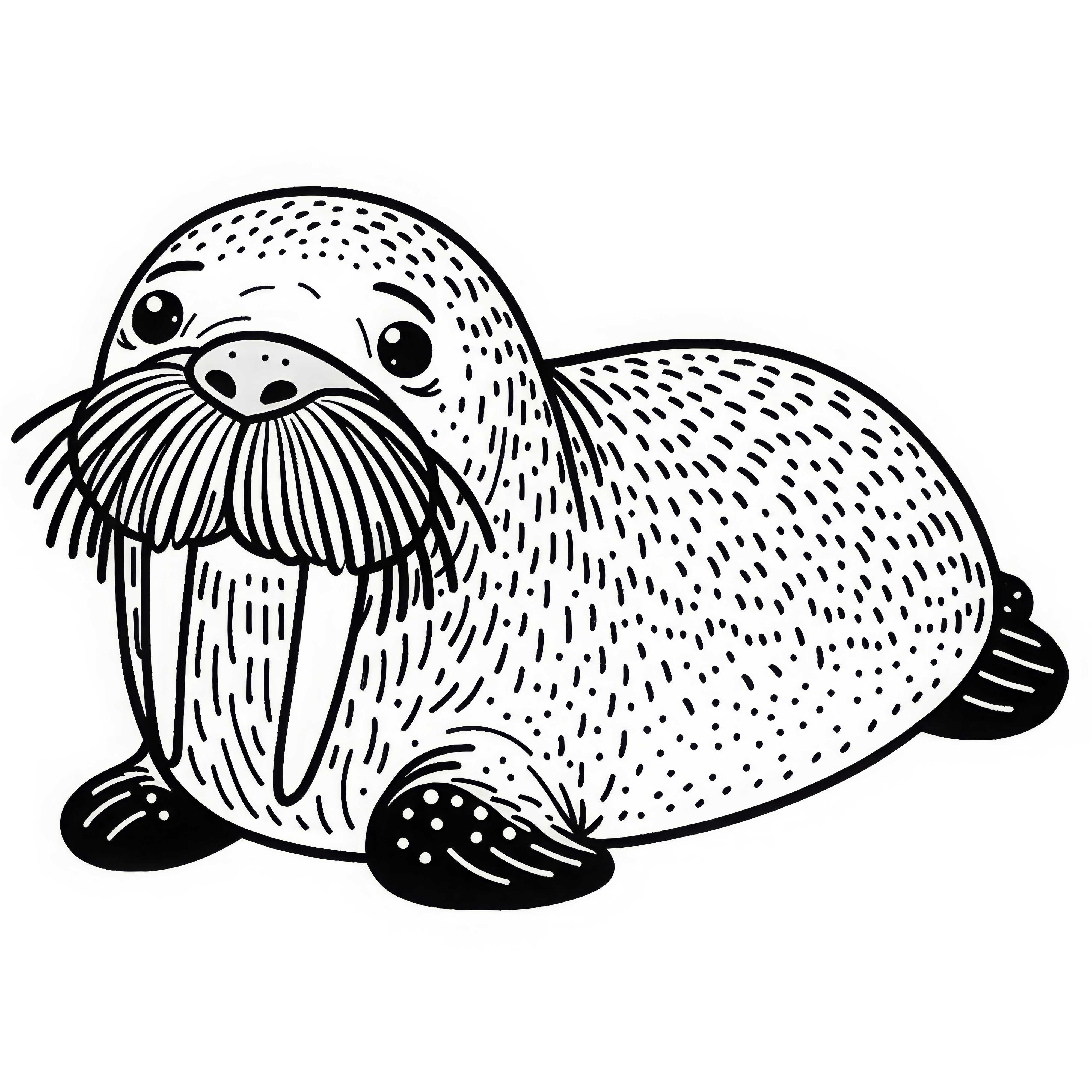 Walrus Coloring Page Simple Free