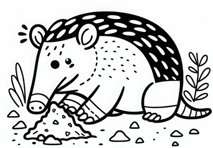 aardvark копается в земле – Бесплатная раскраска