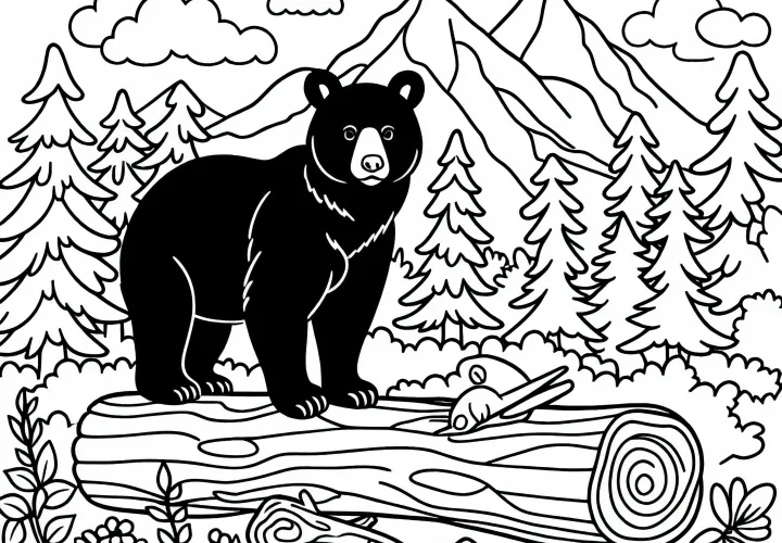 Американский черный медведь раскраска простая бесплатная