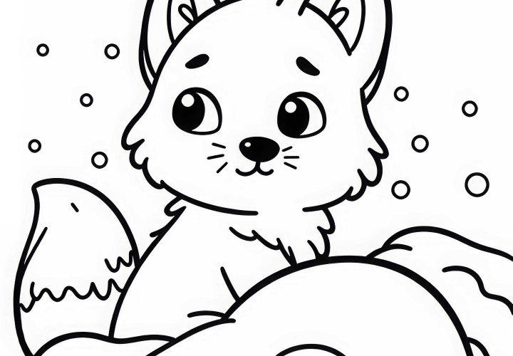 Download a coloring page of a arctic fox for free