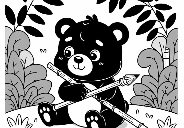 Desenho para colorir de urso negro asiático grátis