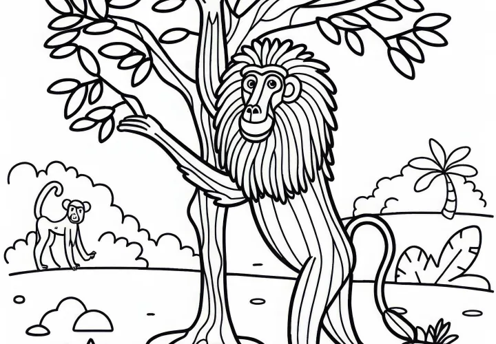 Pavian színezőlap Egyszerű Ingyenes