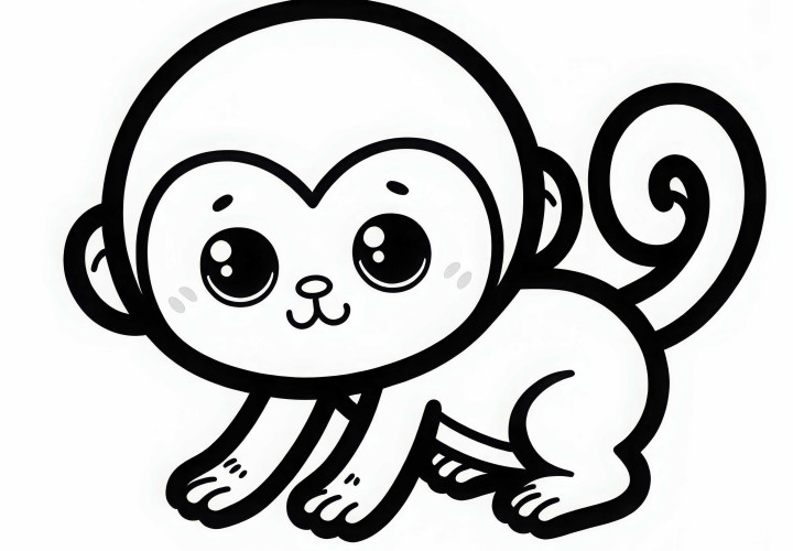 Image à colorier gratuit d'un petit singe à queue courte