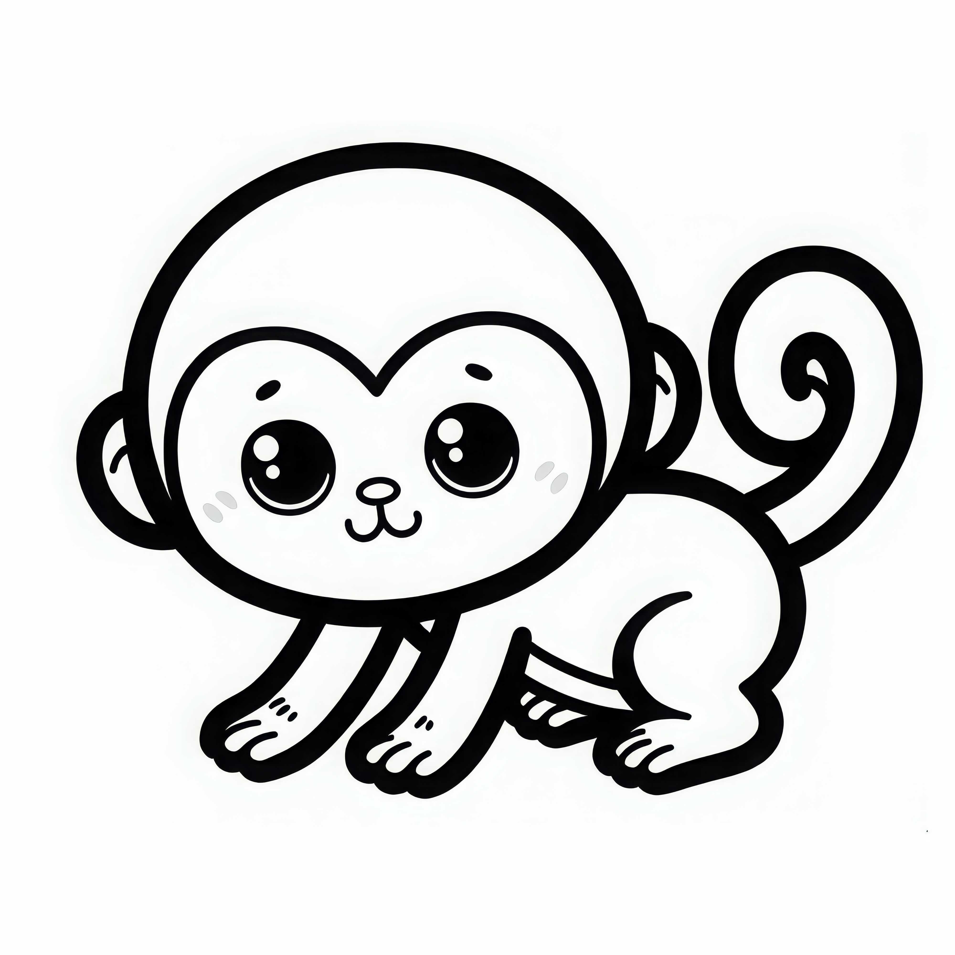 Image à colorier gratuit d'un singe à queue courte