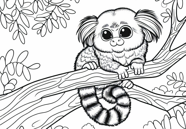 Le singe-araignée se repose dans la canopée – dessin à colorier gratuit Le gibbon se repose dans la couronne des arbres - Image à colorier gratuite