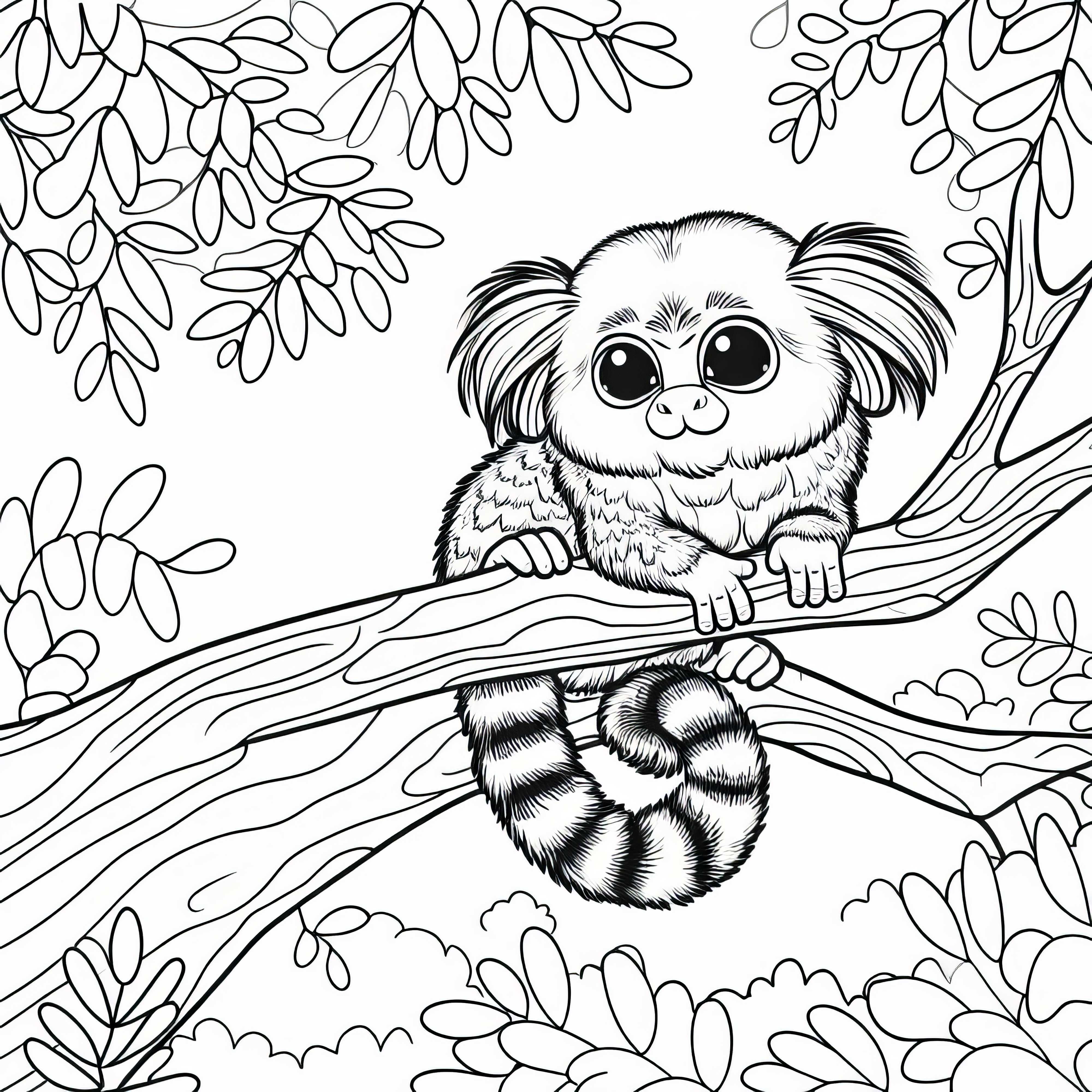 Le singe-araignée se repose dans la cime des arbres - Dessin à colorier gratuit Le singe à courte queue se repose dans la canopée – Coloriez l'image gratuitement