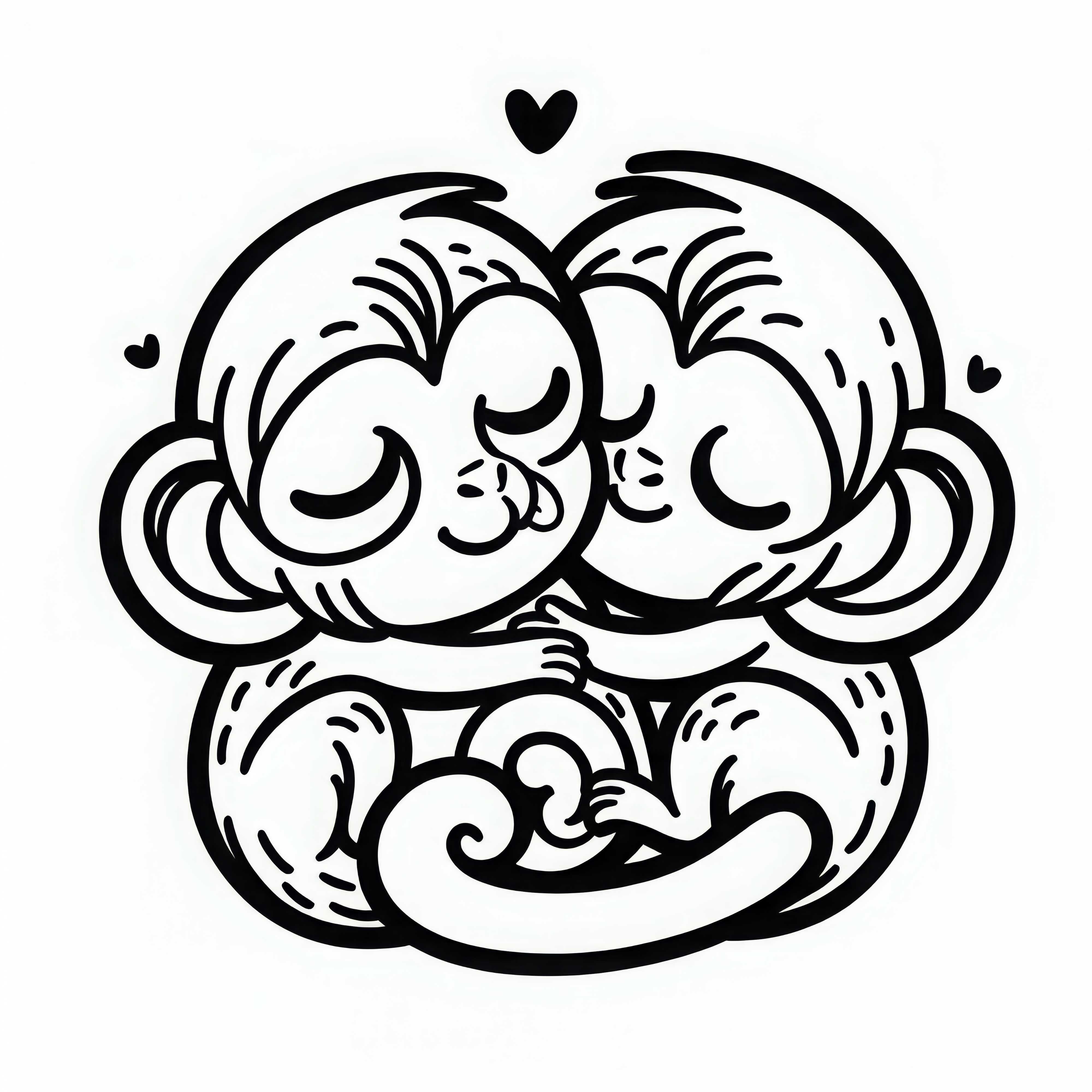 Les singes-araignées s'enlacent – Modèle à colorier gratuit