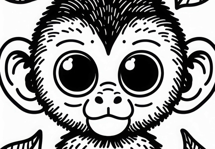 Le singe araignée regarde avec des yeux curieux l'objectif - Modèle à colorier gratuit