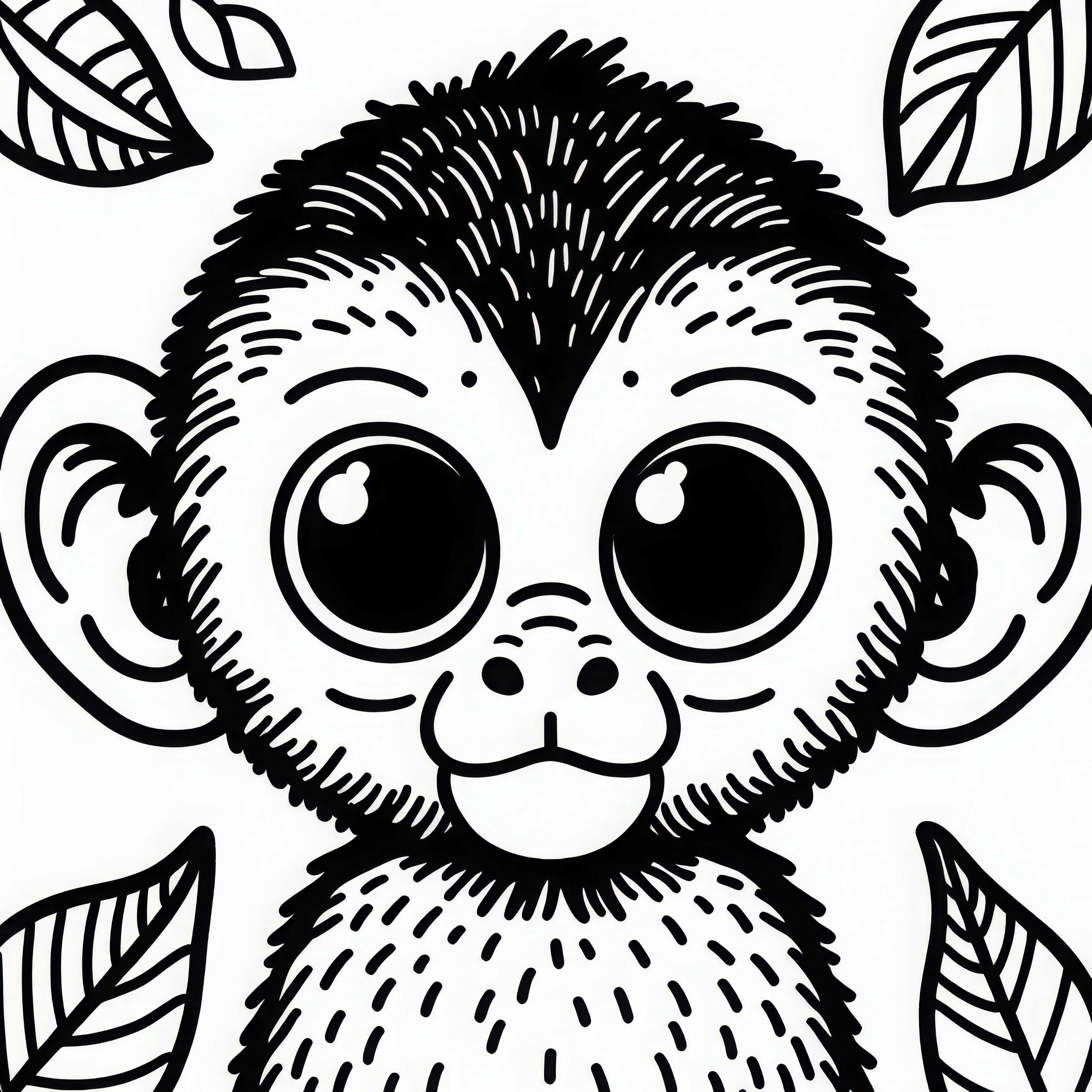 Le petit singe curieux regarde l'objectif avec des yeux curieux - Modèle de coloriage gratuit