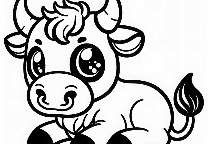 Bull Coloring Page Simple Free