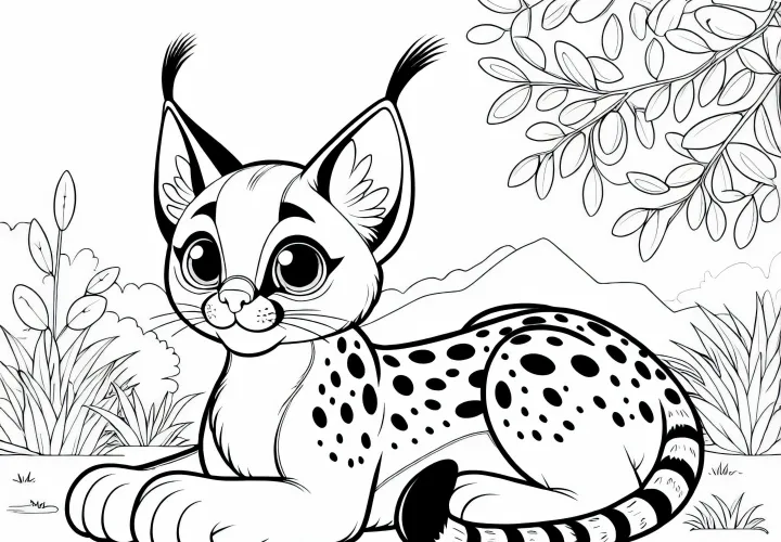 Раскраска Каракал Просто Бесплатно