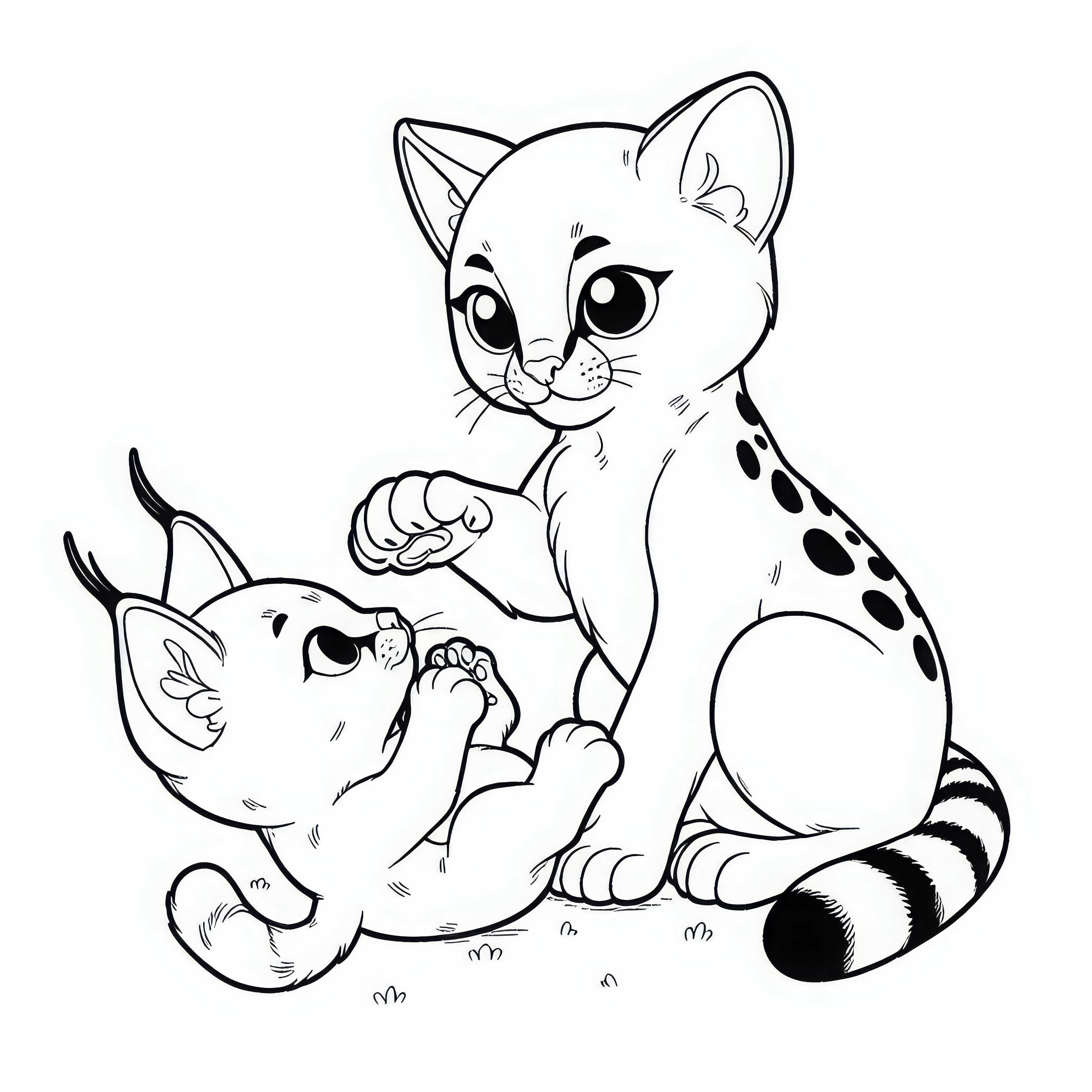 Karakal bébé joue avec sa mère - Télécharger gratuitement le coloriage Karakal bébé joue avec sa mère - Téléchargez le modèle de coloriage gratuitement