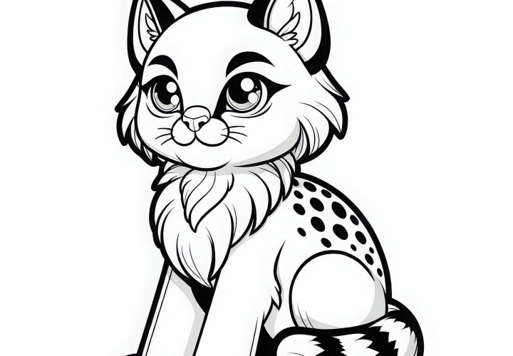 Karakal s'assoit et regarde fièrement au loin – Coloriage gratuit