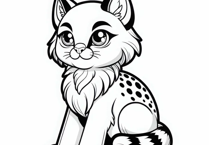 Каракал садится и гордо смотрит вдаль – Бесплатная раскраска