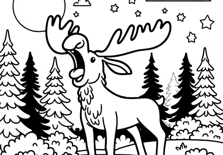 Лось громко ревет на рассвете – Раскраска бесплатно