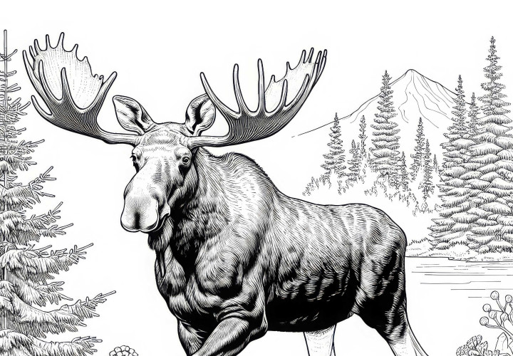 Moose coloring page free