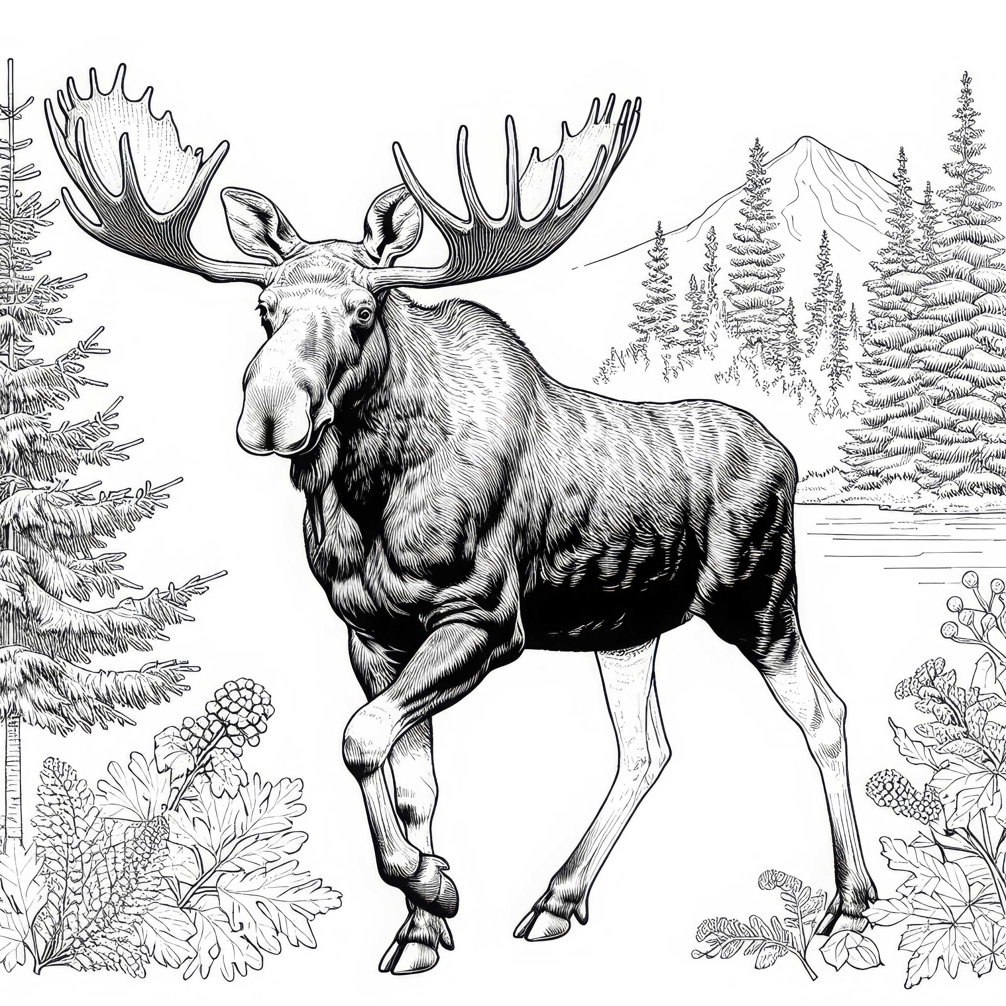 Moose coloring template free Moose Coloring Page Free