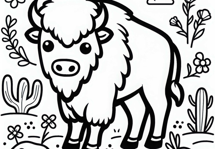 Free coloring page of a bison – Simply download and color it in