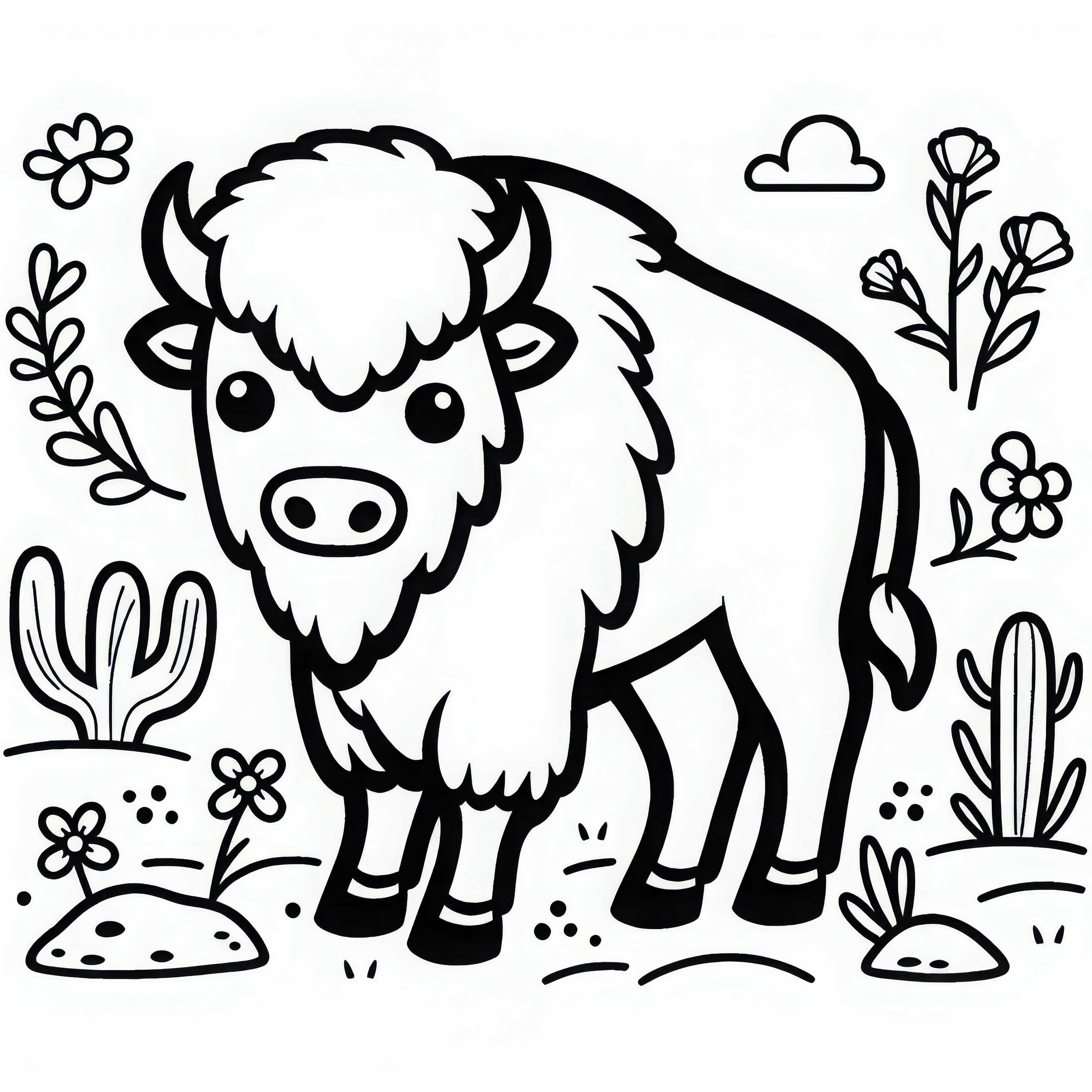 Free coloring page of a bison – Simply download and color it in Free coloring page of a bison – Simply download and color it