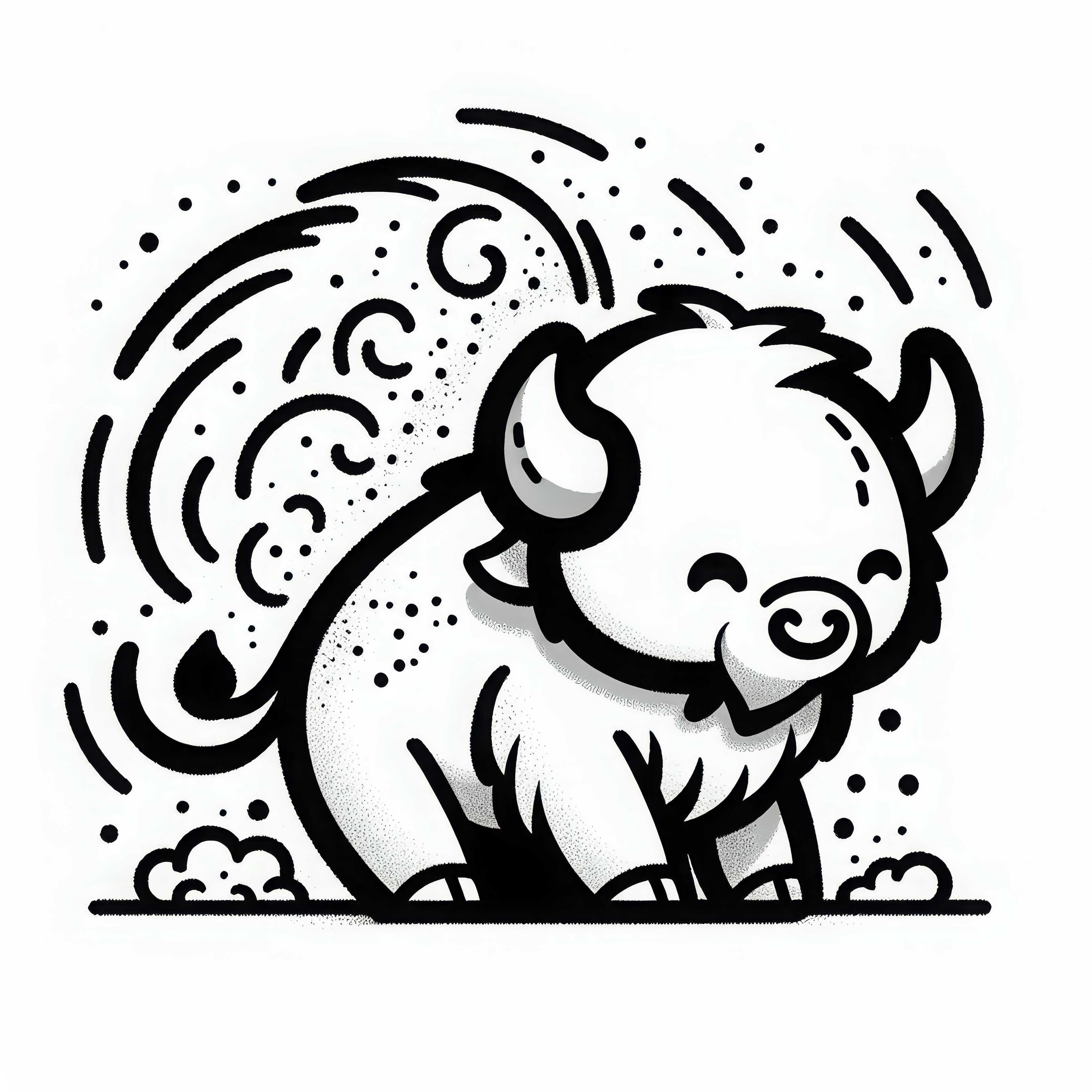 Zubr zakroutil hlavou a při tom zvedl prach - omalovánka zdarma Zubr třese hlavou a víří při tom prach – omalovánka zdarma