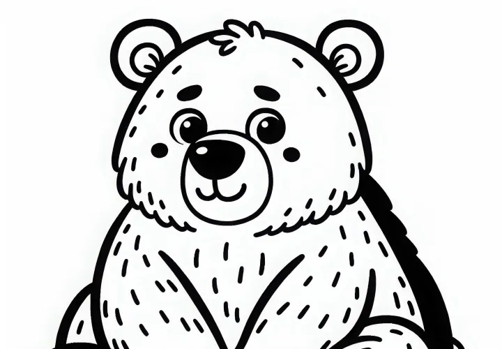 Гризли Раскраска Простая Бесплатно