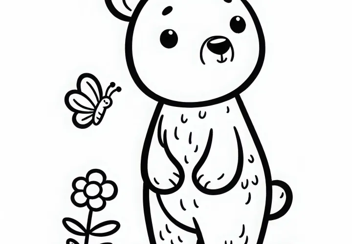 Медведь гризли стоит на задних лапах – раскраска бесплатно и легко