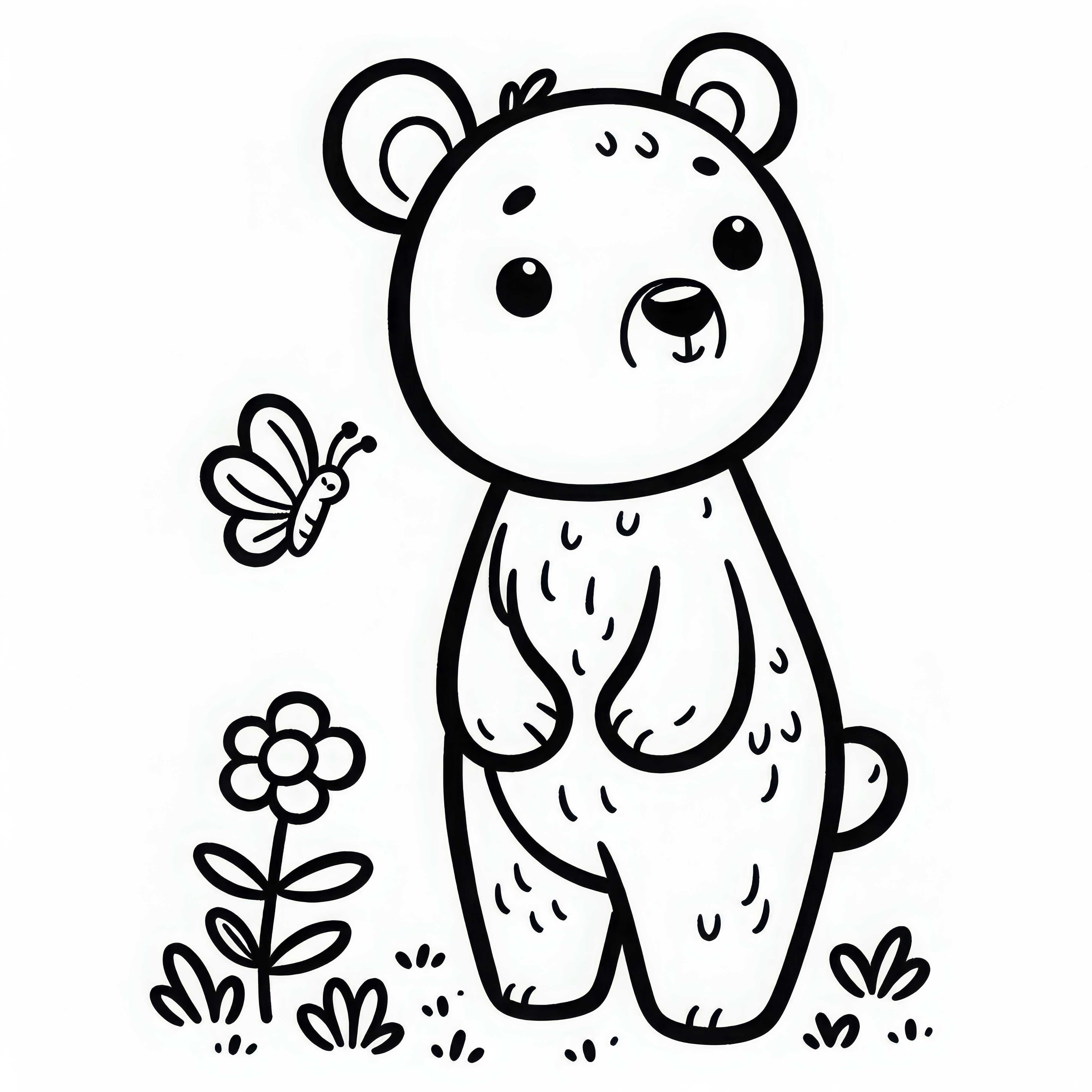 Grizzly medvěd stojí na zadních nohách – Jednoduchá omalovánka zdarma
